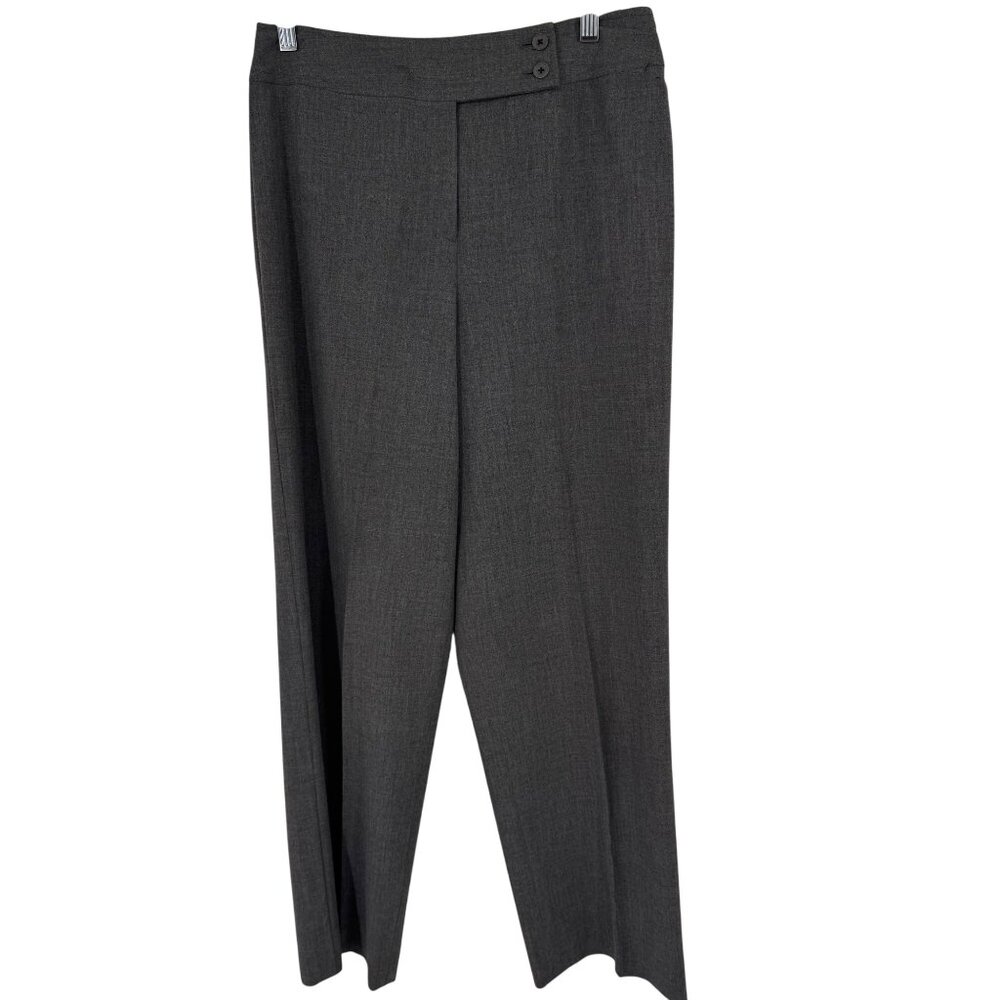 Talbots Womens Stretch Gray Dress Pants Size 12 straight leg pockets hemed